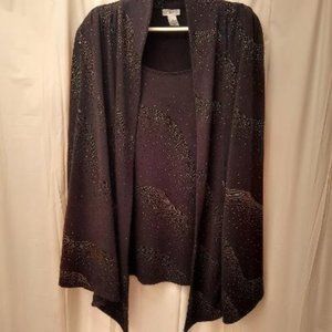 Catherine's Tank and Open Jacket Top Black/Gold 3X